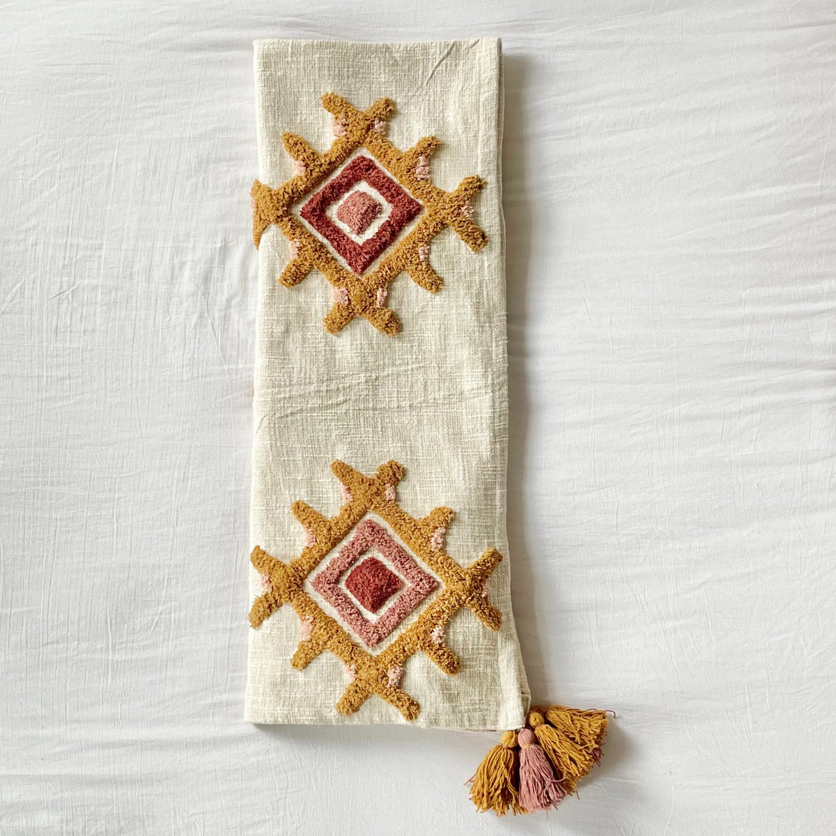 Corisca Diamond Tufted Cotton Slub Throw/Blanket Patina Vie