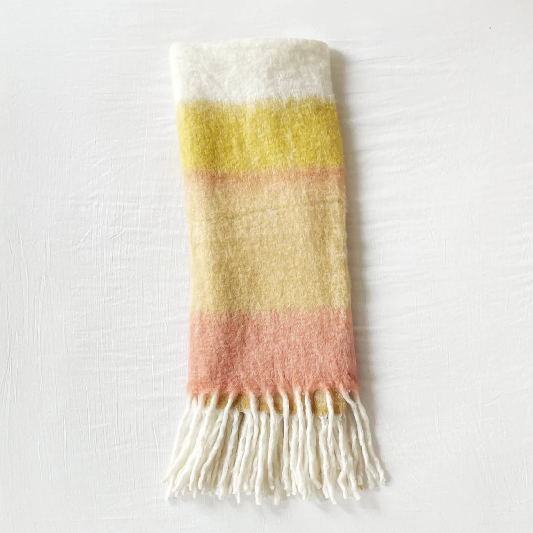 Mohair Lemonade Mohair Color Blocked Stripe Throw/Blanket Patina Vie