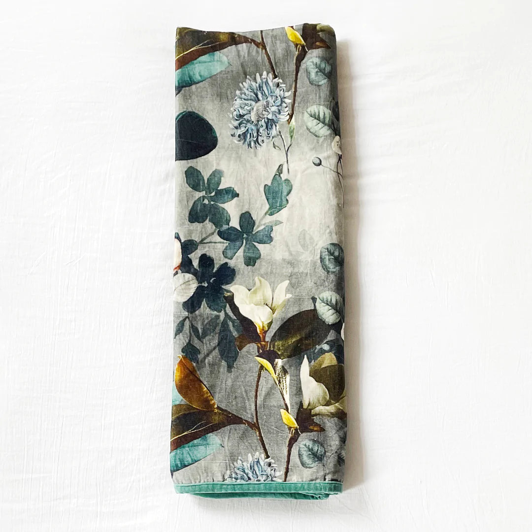Sapphire in Bloom Luxurious Velvet Throw/Blanket Patina Vie