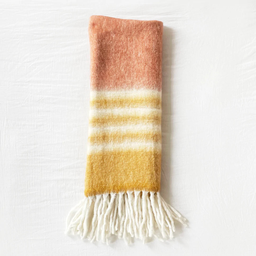 Mohair Sunset Mohair Striped Throw/Blanket Patina Vie