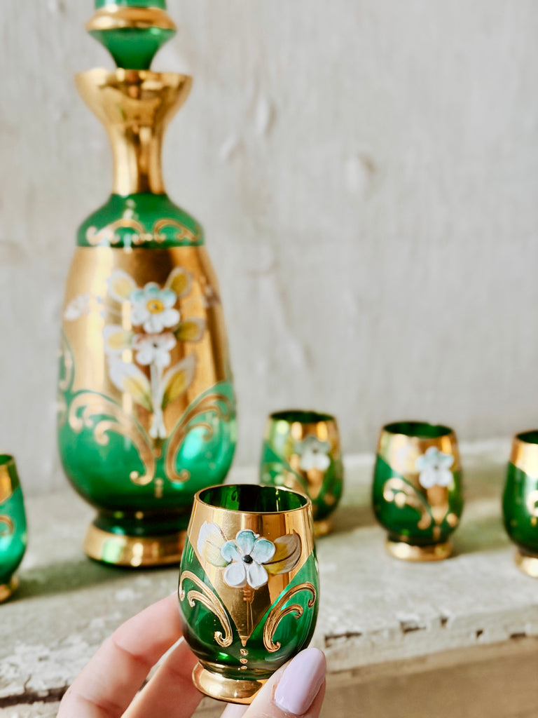 Patina Vie Vintage Emerald Italian Cocktail Set, S/6