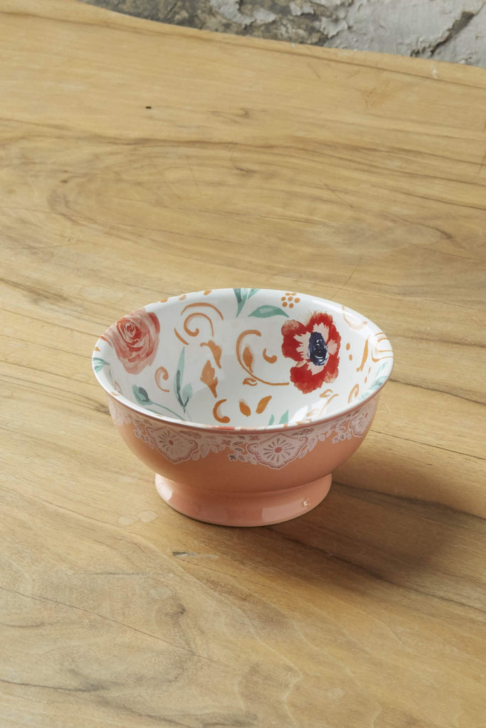 Patina Vie Pink Blooms Ceramic Bowl - Patina Vie