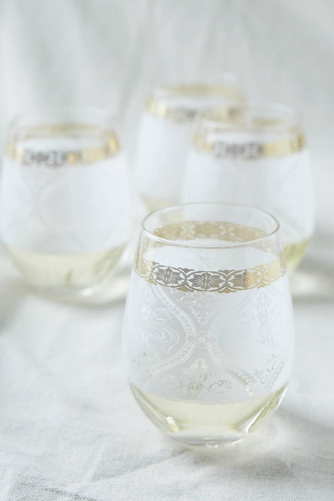 Patina Vie White Gem Stemless Wine Glass